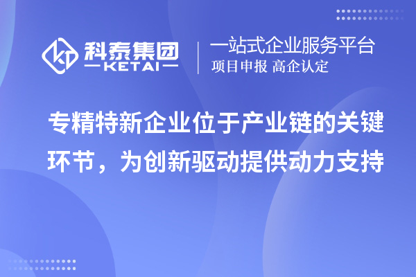 專精特新企業位于產業鏈的關鍵環節，為創新驅動提供動力支持