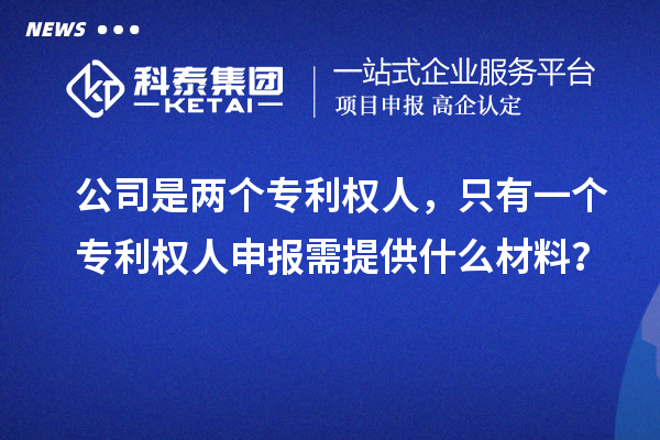 公司是兩個專利權人，只有一個專利權人申報需提供什么材料？