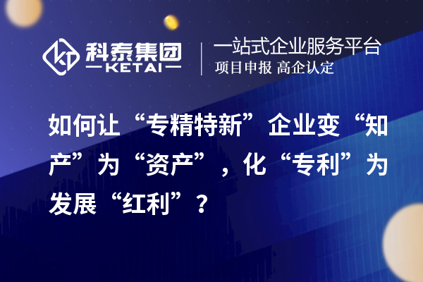 如何讓“專精特新”企業變“知產”為“資產”，化“專利”為發展“紅利”？