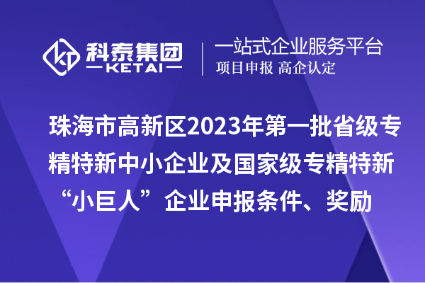 珠海市高新區(qū)2023年第一批省級專精特新中小企業(yè)及國家級專精特新“小巨人”企業(yè)申報條件、獎勵
