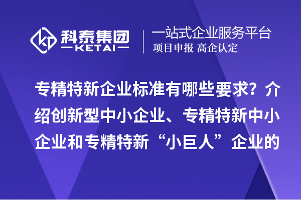 專精特新企業標準有哪些要求？介紹創新型中小企業、專精特新中小企業和專精特新“小巨人”企業的評價和認定標準