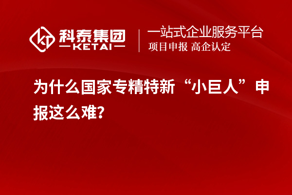 為什么國家專精特新“小巨人”申報這么難？