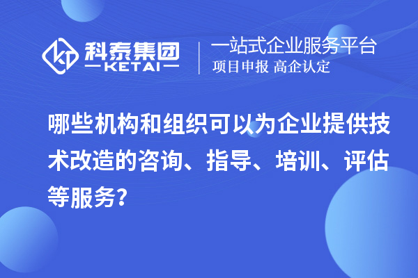 哪些機(jī)構(gòu)和組織可以為企業(yè)提供技術(shù)改造的咨詢、指導(dǎo)、培訓(xùn)、評估等服務(wù)？