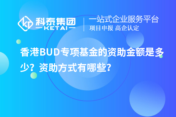 香港BUD專項基金的資助金額是多少？資助方式有哪些？