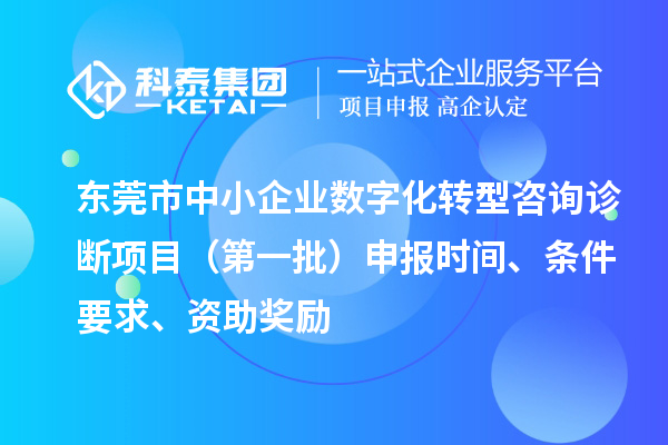 東莞市中小企業(yè)數(shù)字化轉(zhuǎn)型咨詢診斷項目（第一批）申報時間、條件要求、資助獎勵