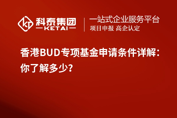香港BUD專項基金申請條件詳解：你了解多少？
