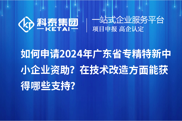 如何申請(qǐng)2024年廣東省專(zhuān)精特新中小企業(yè)資助？在<a href=http://www.tensang.com/fuwu/jishugaizao.html target=_blank class=infotextkey>技術(shù)改造</a>方面能獲得哪些支持？