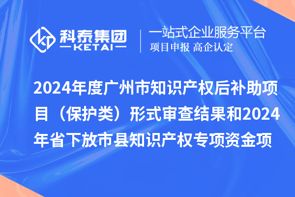 2024年度廣州市知識產(chǎn)權后補助項目（保護類）形式審查結果和2024年省下放市縣知識產(chǎn)權專項資金項目（保護類）評審結果公示