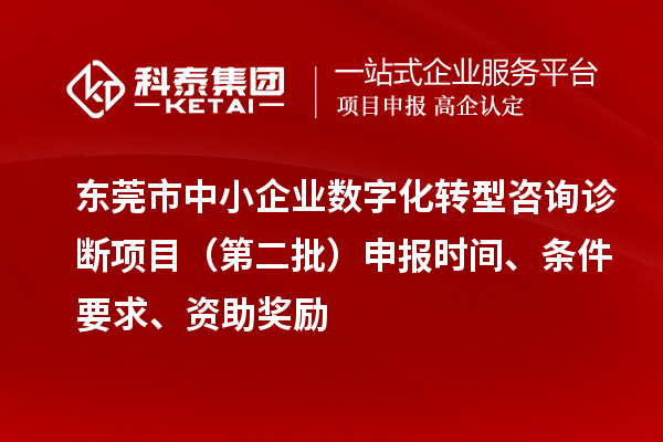 東莞市中小企業(yè)數(shù)字化轉(zhuǎn)型咨詢?cè)\斷項(xiàng)目（第二批）申報(bào)時(shí)間、條件要求、資助獎(jiǎng)勵(lì)