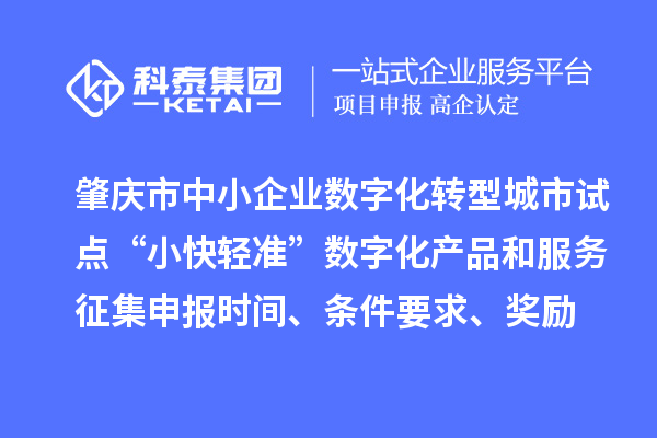 肇慶市省級中小企業數字化轉型城市試點“小快輕準”數字化產品和服務征集申報時間、條件要求、扶持獎勵