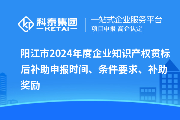 陽江市2024年度企業(yè)知識產(chǎn)權(quán)貫標(biāo)后補助申報時間、條件要求、補助獎勵