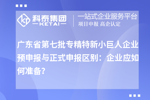 廣東省第七批專精特新小巨人企業預申報與正式申報區別：企業應如何準備？