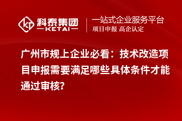 廣州市規(guī)上企業(yè)必看：技術(shù)改造項目申報需要滿足哪些具體條件才能通過審核？