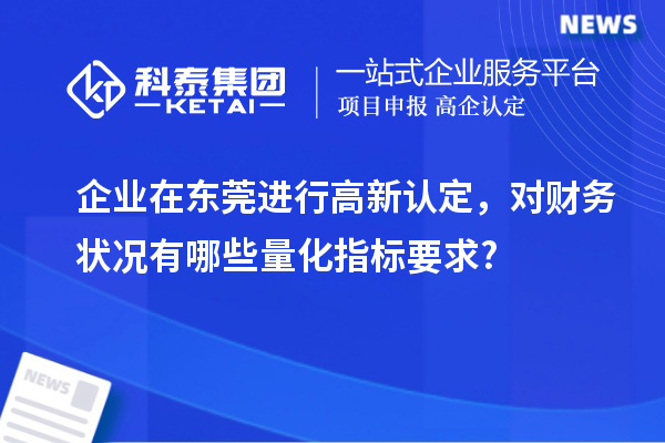 企業(yè)在東莞進(jìn)行高新認(rèn)定，對財務(wù)狀況有哪些量化指標(biāo)要求?