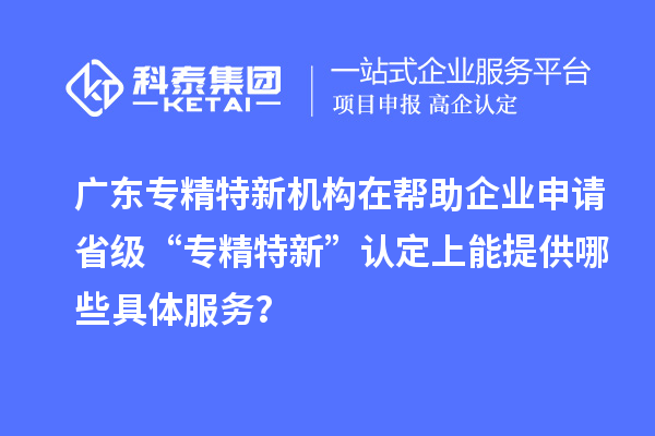 廣東專精特新機(jī)構(gòu)在幫助企業(yè)申請省級 “專精特新” 認(rèn)定上能提供哪些具體服務(wù)？