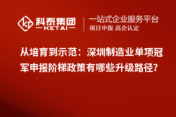 從培育到示范：深圳制造業(yè)單項(xiàng)冠軍申報(bào)階梯政策有哪些升級路徑？