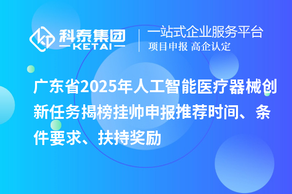 廣東省2025年人工智能醫(yī)療器械創(chuàng)新任務(wù)揭榜掛帥申報(bào)推薦時(shí)間、條件要求、扶持獎(jiǎng)勵(lì)