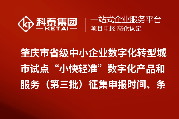 肇慶市省級(jí)中小企業(yè)數(shù)字化轉(zhuǎn)型城市試點(diǎn)“小快輕準(zhǔn)”數(shù)字化產(chǎn)品和服務(wù)（第三批）征集申報(bào)時(shí)間、條件要求、扶持獎(jiǎng)勵(lì)