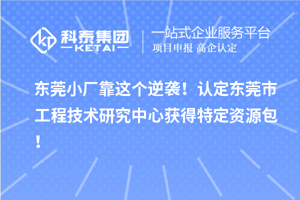 東莞小廠靠這個逆襲！認定東莞市工程技術(shù)研究中心獲得特定資源包！
