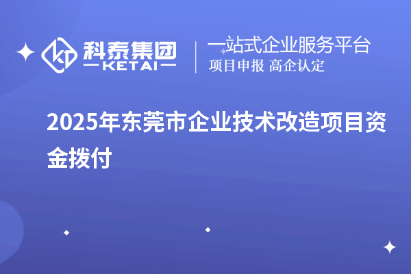2025年?yáng)|莞市企業(yè)技術(shù)改造項(xiàng)目資金撥付