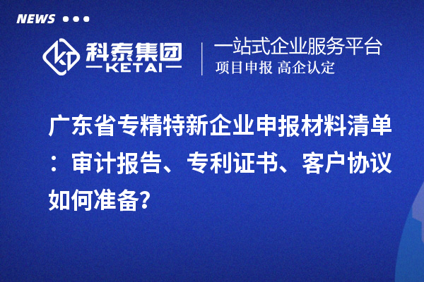 廣東省專精特新企業(yè)申報(bào)材料清單：審計(jì)報(bào)告、專利證書、客戶協(xié)議如何準(zhǔn)備？