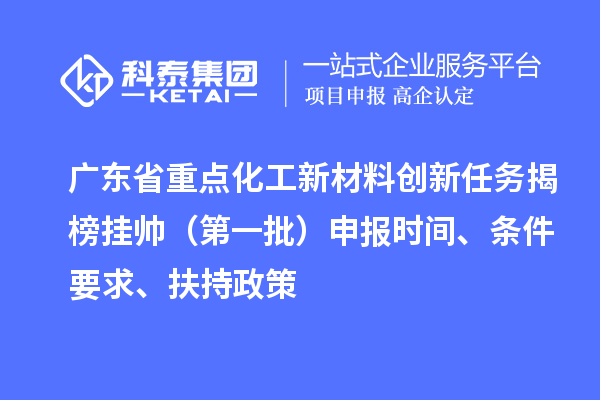 廣東省重點化工新材料創新任務揭榜掛帥（第一批）申報時間、條件要求、扶持政策