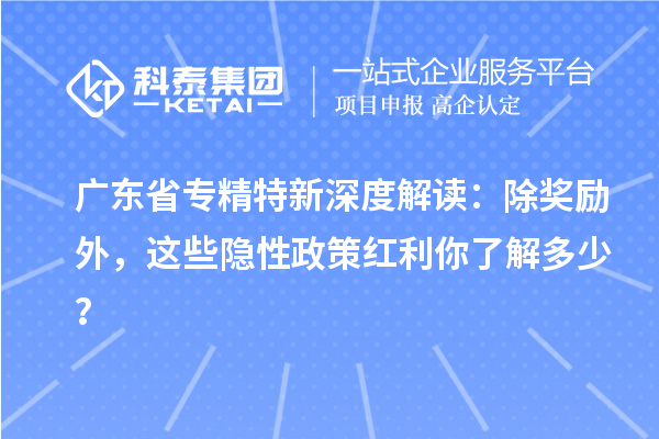 廣東省專精特新深度解讀：除獎(jiǎng)勵(lì)外，這些隱性政策紅利你了解多少？