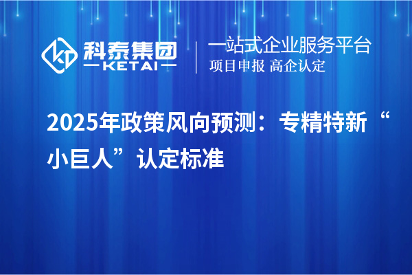 2025年政策風向預測：專精特新“小巨人”認定標準