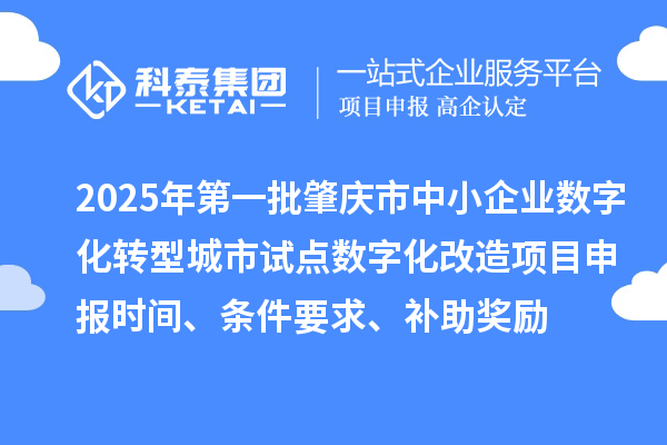 2025年第一批肇慶市中小企業數字化轉型城市試點數字化改造項目申報時間、條件要求、補助獎勵