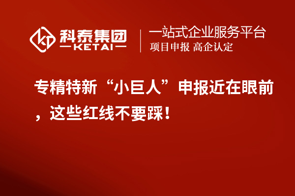 專精特新“小巨人”申報近在眼前，這些紅線不要踩！