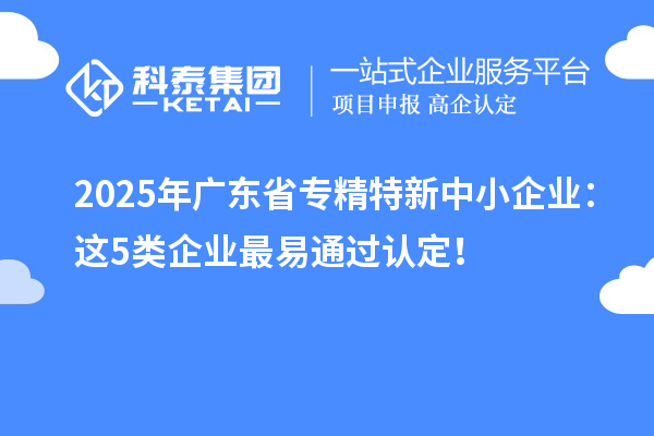 2025年廣東省專精特新中小企業(yè)：這5類企業(yè)最易通過(guò)認(rèn)定！