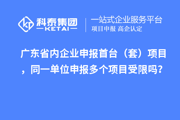 廣東省內企業申報首臺（套）項目，同一單位申報多個項目受限嗎？