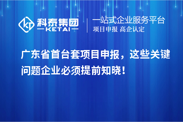廣東省首臺套項目申報，這些關鍵問題企業必須提前知曉！