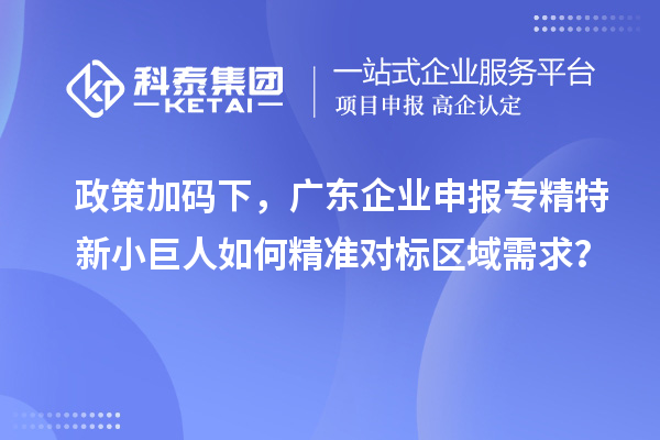 政策加碼下，廣東企業申報專精特新小巨人如何精準對標區域需求？
