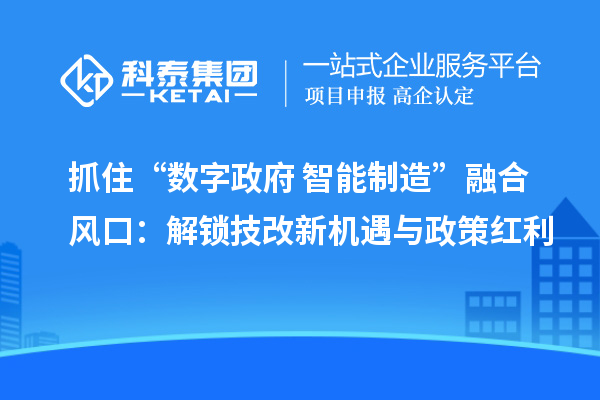 抓住“數(shù)字政府+智能制造”融合風(fēng)口：解鎖技改新機遇與政策紅利