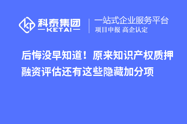 后悔沒(méi)早知道！原來(lái)知識(shí)產(chǎn)權(quán)質(zhì)押融資評(píng)估還有這些隱藏加分項(xiàng)