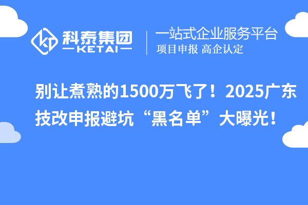 別讓煮熟的1500萬飛了！2025廣東技改申報避坑“黑名單”大曝光！