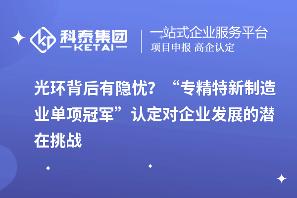 光環背后有隱憂？“專精特新制造業單項冠軍”認定對企業發展的潛在挑戰