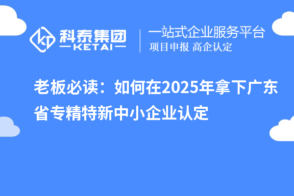 老板必讀：如何在2025年拿下廣東省專(zhuān)精特新中小企業(yè)認(rèn)定
