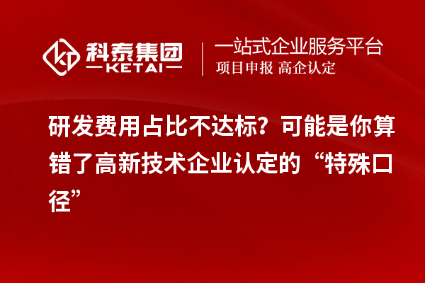 研發費用占比不達標？可能是你算錯了高新技術企業認定的“特殊口徑”