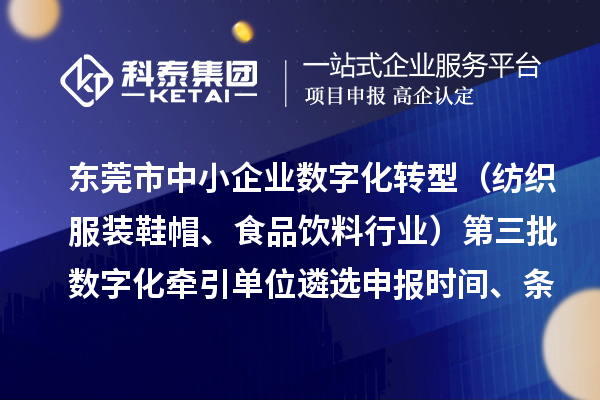 東莞市中小企業(yè)數(shù)字化轉(zhuǎn)型（紡織服裝鞋帽、食品飲料行業(yè)）第三批數(shù)字化牽引單位遴選申報(bào)時(shí)間、條件要求
