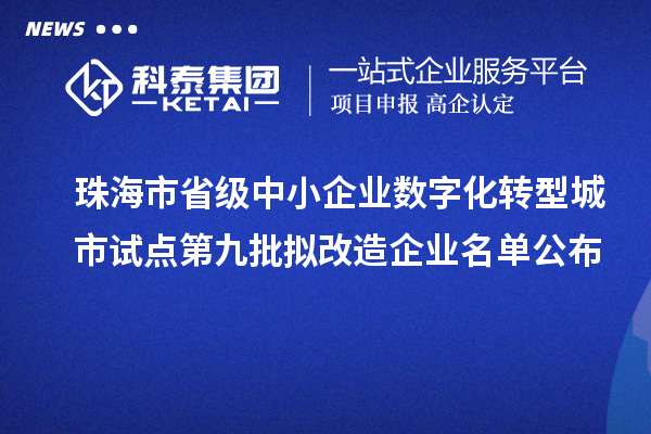 珠海市省級(jí)中小企業(yè)數(shù)字化轉(zhuǎn)型城市試點(diǎn)第九批擬改造企業(yè)名單公布