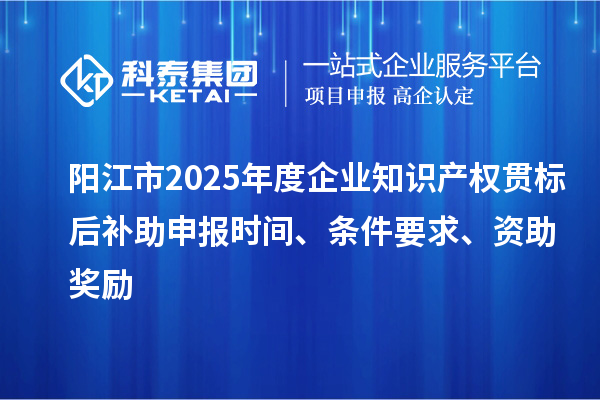 陽江市2025年度企業知識產權貫標后補助申報時間、條件要求、資助獎勵