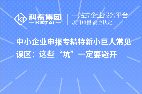 中小企業申報專精特新小巨人常見誤區：這些“坑”一定要避開