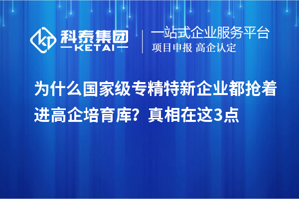 為什么國家級專精特新企業都搶著進高企培育庫？真相在這3點