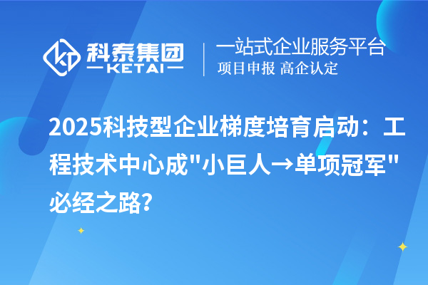 2025科技型企業梯度培育啟動：工程技術中心成"小巨人→單項冠軍"必經之路？
