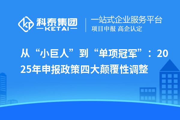 從“小巨人”到“單項冠軍”：2025年申報政策四大顛覆性調整