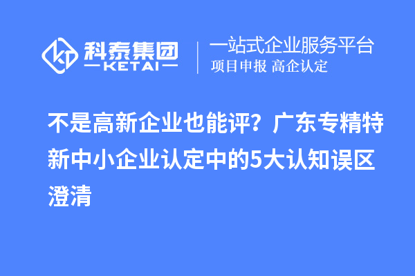 不是高新企業也能評？廣東專精特新中小企業認定中的5大認知誤區澄清