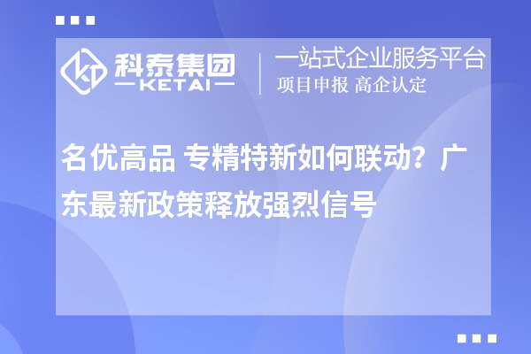 名優高品+專精特新如何聯動？廣東最新政策釋放強烈信號