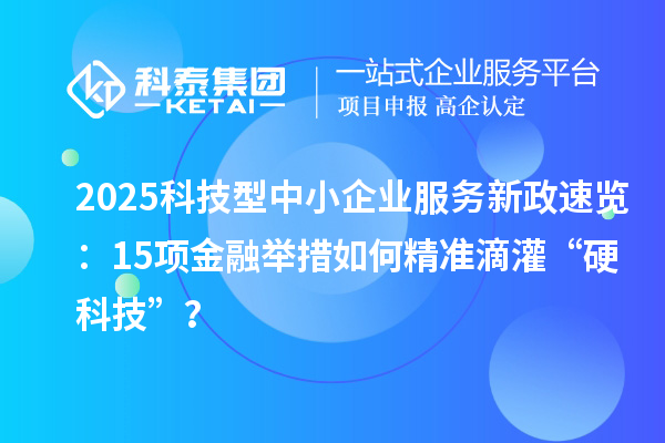 2025科技型中小企業服務新政速覽：15項金融舉措如何精準滴灌“硬科技”？
